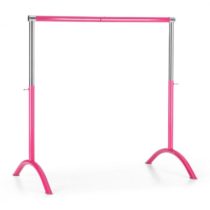 KLARFIT Bar Lerina, ružová, baletná tyč, 110x113 cm, prenosná, výškovo nastaviteľná, oceľ