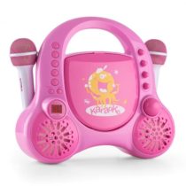Auna Rockpocket-A PK detský karaoke systém CD AUX 2x mikrofón nabíjacia batéria ružová farba