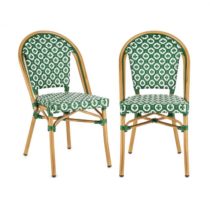 Blumfeldt Montbazin GR, stolička, možnosť ukladať stoličky na seba, hliníkový rám, polyratan, zelená