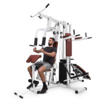 KLARFIT Ultimate Gym 9000, 7 staníc, do 150 kg, QR oceľ, biela