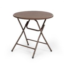 Blumfeldt Burgos Round, skladací stôl, polyratan, 80 cm Ø plocha stola, 4 osoby, hnedý