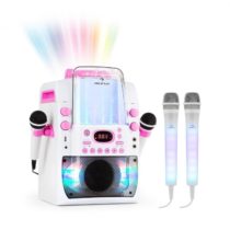 Auna Kara Liquida BT ružová farba + Dazzl mikrofónová sada, karaoke zariadenie, mikrofón, LED osvetl...