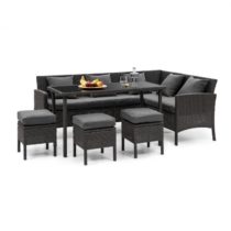 Blumfeldt Titania Dining Lounge Set, záhradná sedacia súprava, čierna/tmavosivá